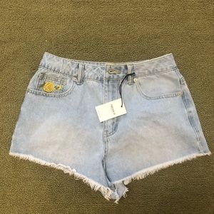 Forever 21 yellow flower embroidered shorts
